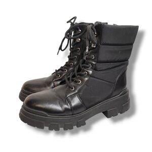 Marc Fisher Adie2 Black Lug Sole Combat Boots Size 10